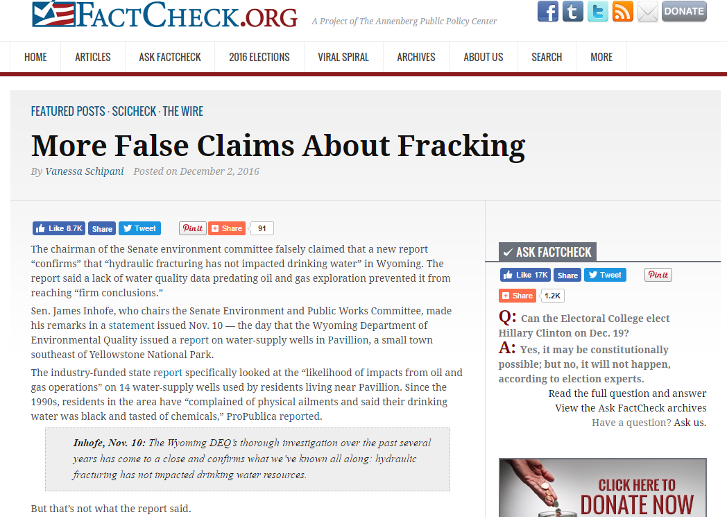 False Fact Checking from FactCheck.org: 