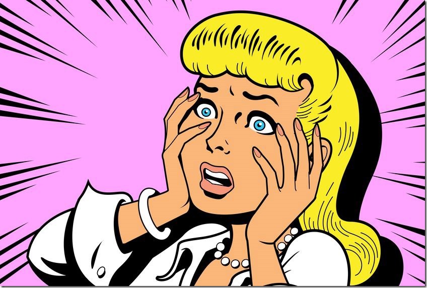 20686795 - ironic satirical illustration of a retro classic comics woman being a drama queen