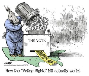 How the Biden Harris Democrat voting rights bills work pour in ballots, vote spits out Democrat winner elections fraud.jpg