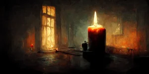 A_candle_in_a_dark_room