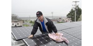 Hand cleaning solar panels