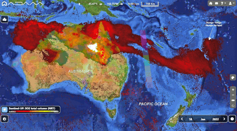 Rainfall vs Volcanic Ash from Hunga Tonga