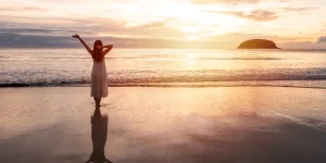 Calm tranquil beach sunrise