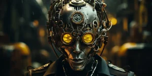 Artificial intelligence steampunk cyberpunk mid journey