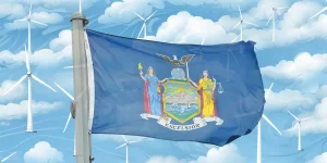 NY State Flag Wind Turbin BG2