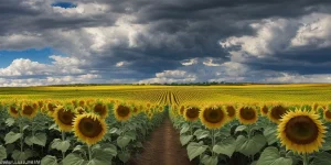 sunflowers and cumulous clouds sd