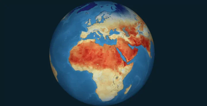 Land-surface temperature from the Copernicus Sentinel-3 satellite (Photo: ESA)