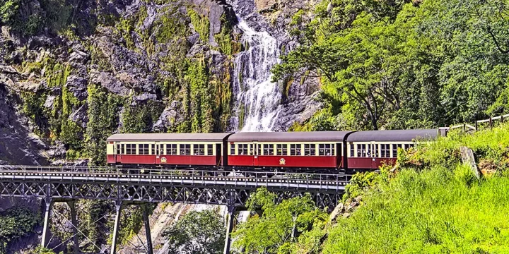 Kuranda scenic railway winling up the tracks from Freshwater Station to Kuranda