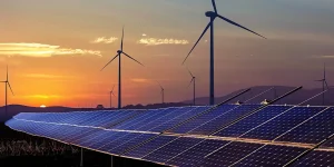 charlesrotter_solar_panels_and_wind_turbines_at_sunset_midjourney