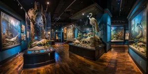 charlesrotter_Early_permian_territrial_fauna_museum_exhibition_midjourney