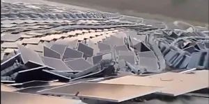 Destroyed floating solar farm