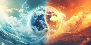 charlesrotter_A_globe_surrounded_by_swirling_atmospheric_patterns_skepticism