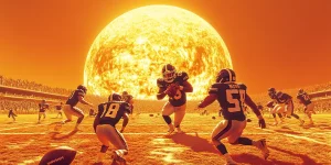 charlesrotter_nfl_football_game_on_the_surface_of_the_sun_rockwell midjourney