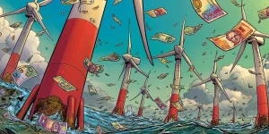 charlesrotter_offshore_wind_farm_being_showered_with_british_pounds midjourney