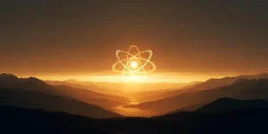 charlesrotter_atomic_energy_symbol_rising_over_a_mountain_horizon midjourney