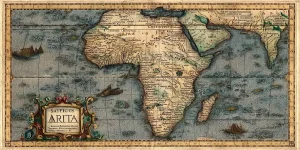 charlesrotter_Africa_1570_Orbis_Terrarum_Historic_Ortelius_Map_africa midjourney