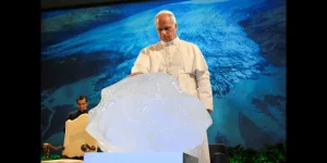 Pope Leo XIV Blessing a Chunk of Ice