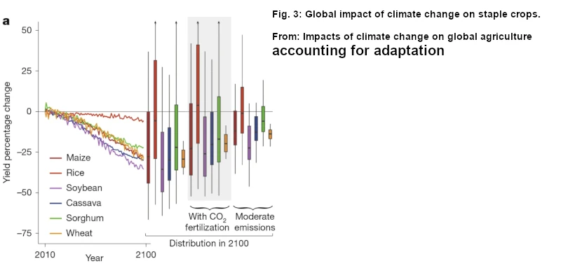 Future climate impacts on production including adaption