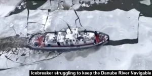 2026 Ice Breaker Trying to Keep the Danube River Open to Shipping
