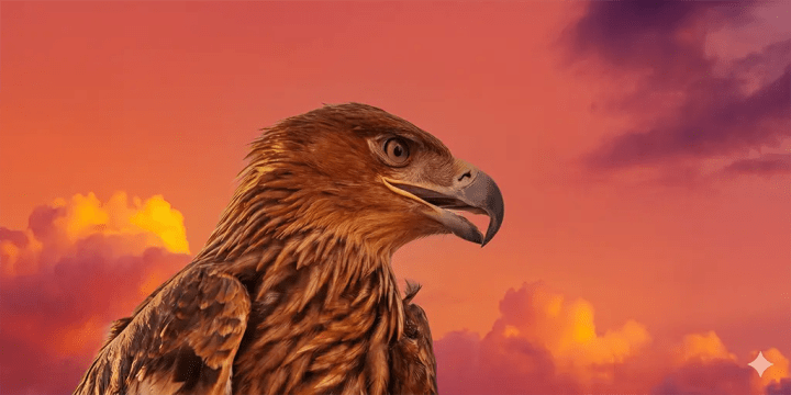 Gemini_portrait of golden eagle on a reddish sunset